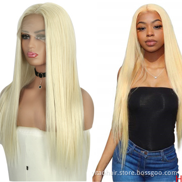 FZY Wholesale Price Good Omens Cosplay Blonde 613 color silk straight Synthetic hair Wigs with lace front  Vendor
